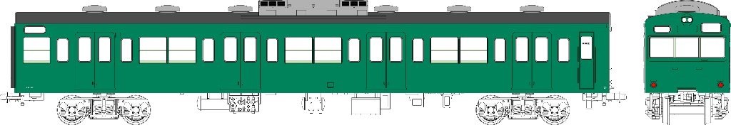 国鉄103系低運転台・非ユニット窓・冷房車・青緑1号(クハ103)の画像