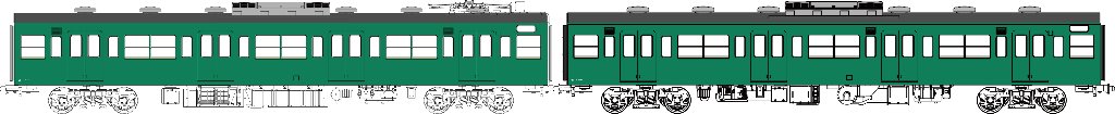 国鉄103系非ユニット窓・冷房車・青緑1号(モハ103+モハ102(T))の画像