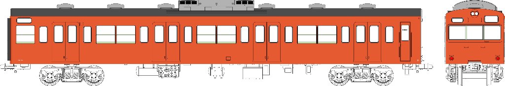 国鉄103系低運転台・非ユニット窓・冷房車・朱色1号(クハ103)の画像