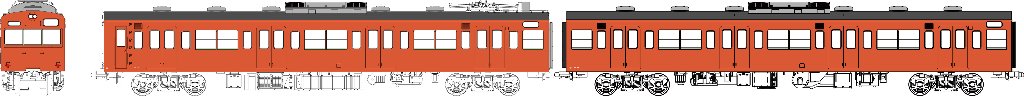国鉄103系非ユニット窓・冷房車・朱色1号(クモハ103+モハ102(T))の画像