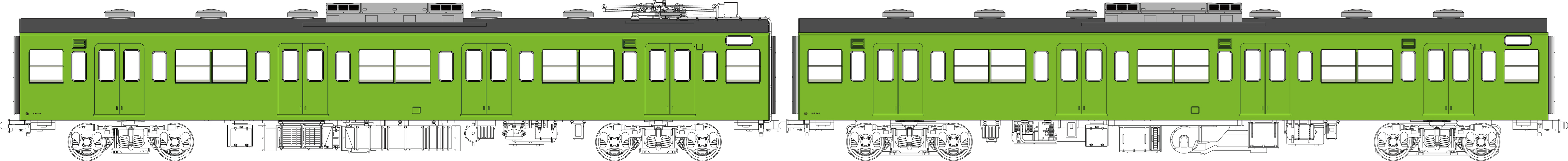 国鉄103系非ユニット窓・冷房車・黄緑6号(モハ103+モハ102(M))の画像