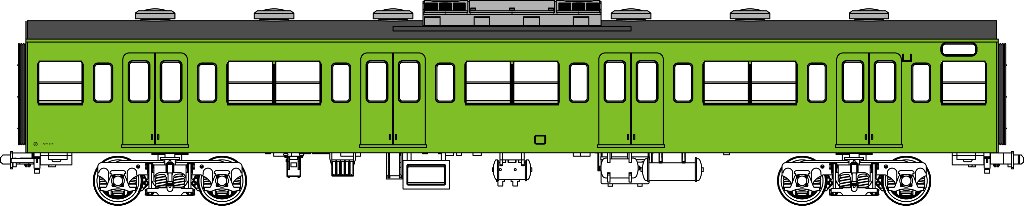 国鉄103系非ユニット窓・冷房車・黄緑6号(サハ103)の画像