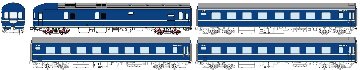 20系急行仕様4両セット（カヤ21ｘ１、ナハ21ｘ3、3本帯）の画像
