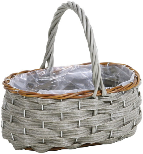 PEオーバル手付バスケット グレーの画像