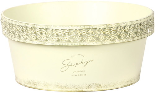 L付ガーデンブリキ寄せ鉢3.5号用ホワイトの画像