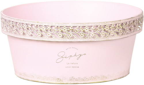 L付ガーデンブリキ寄せ鉢3.5号用ピンクの画像