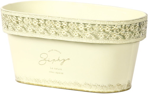 L付ガーデンブリキ連鉢3号用ホワイトの画像