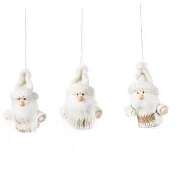 ホワイトニットサンタオーナメント3Pの画像
