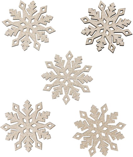 ウッドグリッタースノーモチーフ5Pの画像