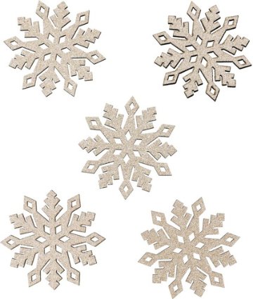 ウッドグリッタースノーモチーフ5Pの画像