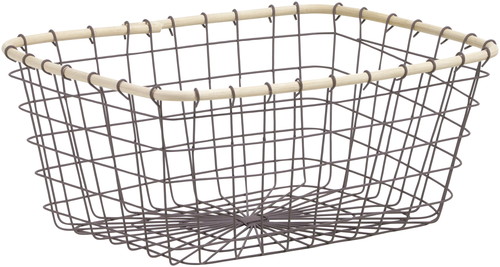 Vワイヤー&ラタン長角バスケットLの画像