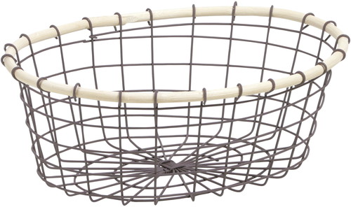 Vワイヤー&ラタン小判バスケットMの画像