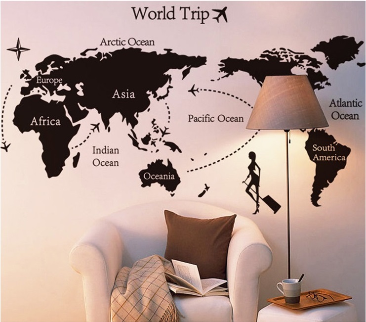 世界地図　ウォールステッカー画像