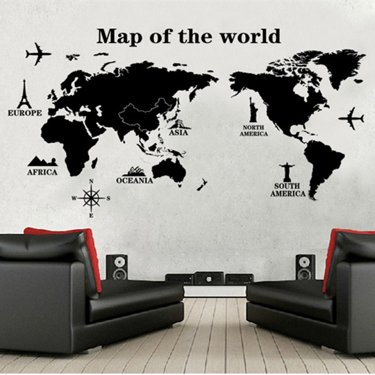 世界地図　ウォールステッカーの画像