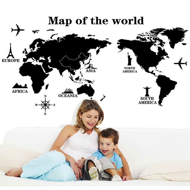 世界地図　ウォールステッカー画像