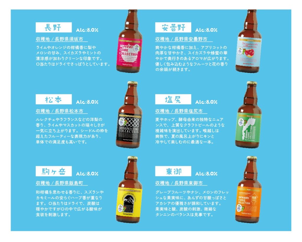 【シードル】ベリービーズワイナリー　シナノシードルコレクション 2025 330ml 6本セットの画像