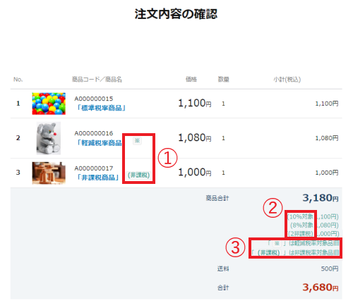 税区分に関する表示を設定するの画像