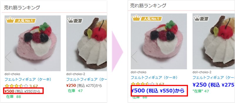 ヘッダメニューやカテゴリ、商品ピックアップのスタイル(CSS)の画像