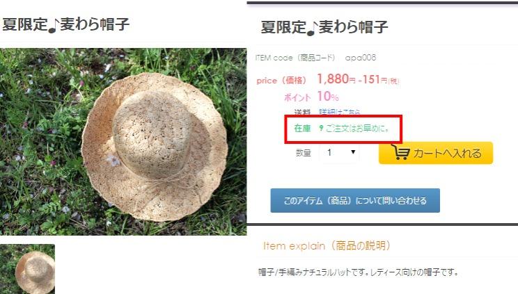 在庫数の表記を変更する(商品詳細ページ)の画像