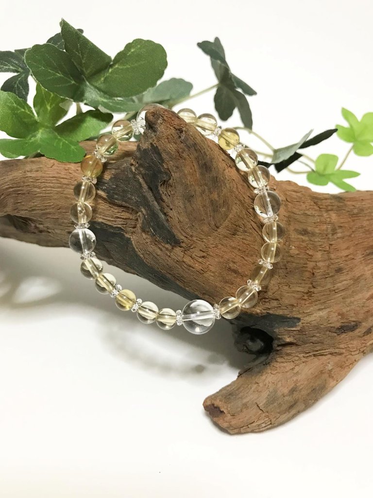 シトリン・イエローフローライト・水晶ブレスの画像