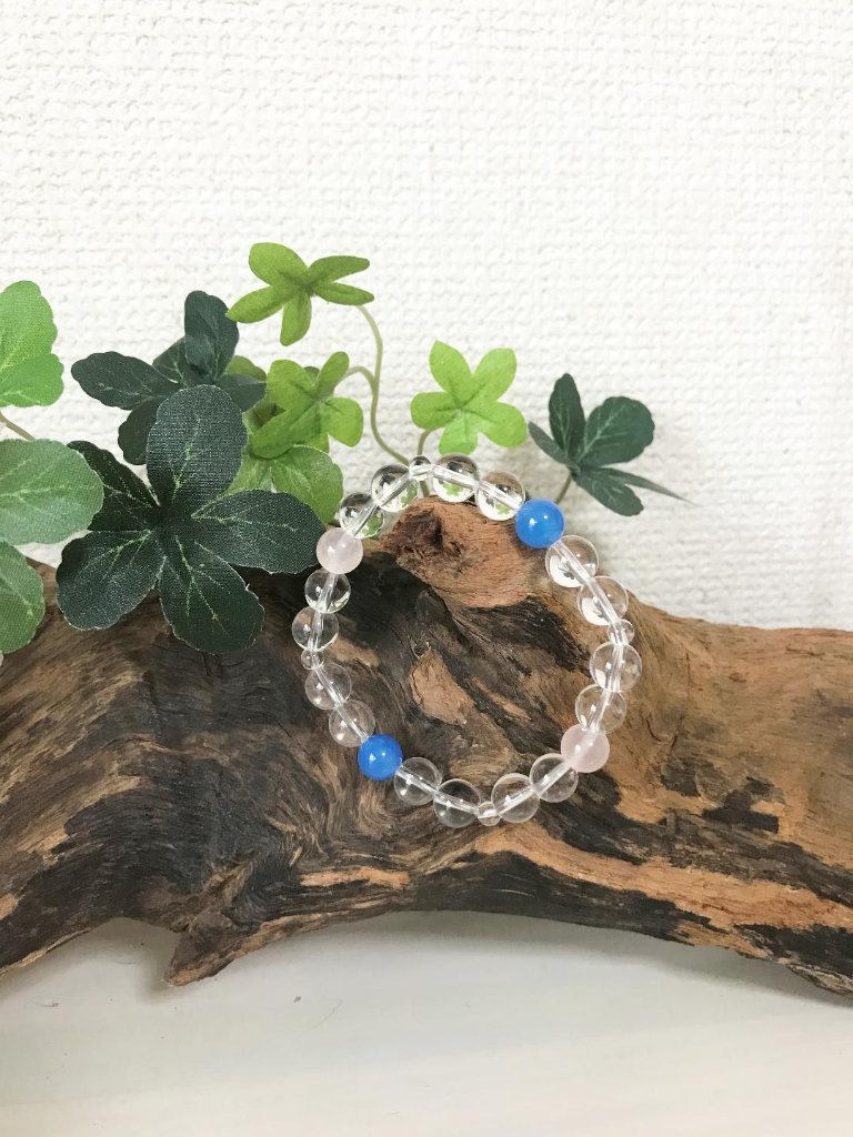 水晶ブレス（紅水晶・青メノウ）の画像