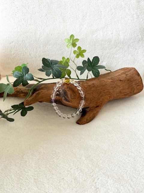 水晶とシトリンとスモーキークォーツとアメジストのブレスの画像