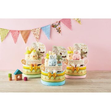 ギフト好適品 バニーズバイザベイおむつケーキ２段 ブルーの画像