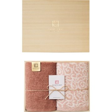今治謹製　紋織タオル×極上タオル　フェイスタオル２枚セット（木箱入） パープル SISET300の画像