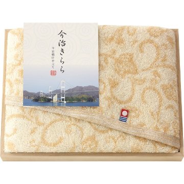 今治きらら　フェイスタオル（木箱入） ベージュ 53015の画像