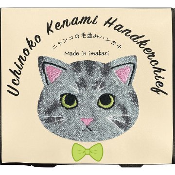 Ｕｃｈｉｎｏｋｏ　ｍａｔｅ　毛並みハンカチ サバトラ UNJ-804の画像