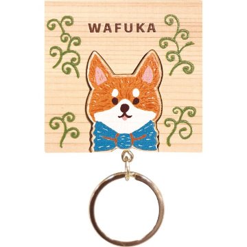 ＷＡＦＵＫＡ　Ｈｉｎｏｋｉ　ｋｅｙｒｉｎｇ（ひのきキーリング） 柴犬 TMK-018の画像
