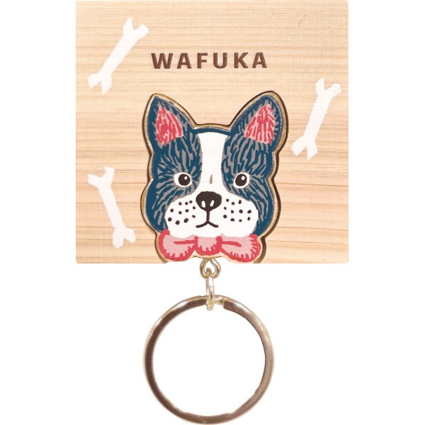 ＷＡＦＵＫＡ　Ｈｉｎｏｋｉ　ｋｅｙｒｉｎｇ（ひのきキーリング） フレンチブルドッグ TMK-022の画像