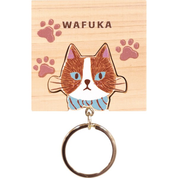 ＷＡＦＵＫＡ　Ｈｉｎｏｋｉ　ｋｅｙｒｉｎｇ（ひのきキーリング） ねこ TMK-023の画像