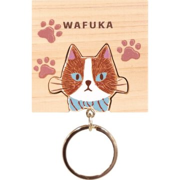 ＷＡＦＵＫＡ　Ｈｉｎｏｋｉ　ｋｅｙｒｉｎｇ（ひのきキーリング） ねこ TMK-023の画像