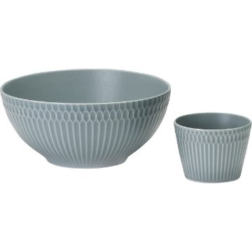 小田陶器　さざなみ　爽麺セット ブルーグレー ODA05-3053Bの画像
