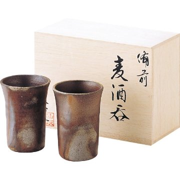 備前焼　山天窯　棧切り　組麦酒呑揃 S-72の画像