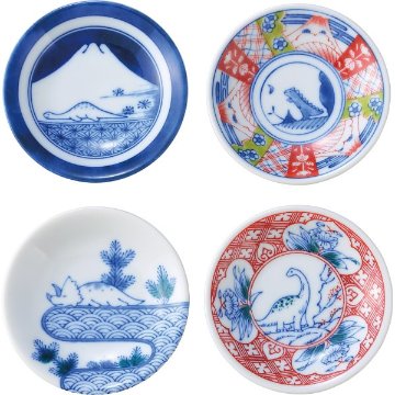 江戸っ子恐竜　しあわせ図鑑（まめ皿４枚セット） EK88-Y01の画像