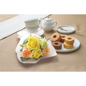 ホシファーム　ローズブーケ５本＆ひかりがさねふんわりバーム詰合せ パッション（ビタミンカラー） FMIｰ04Fの画像