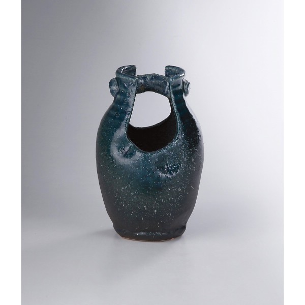 信楽焼　紺窯肌手桶花瓶 sha-231の画像
