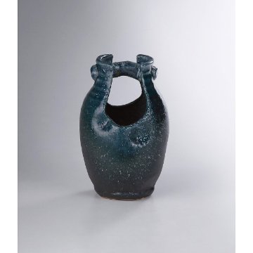 信楽焼　紺窯肌手桶花瓶 sha-231の画像