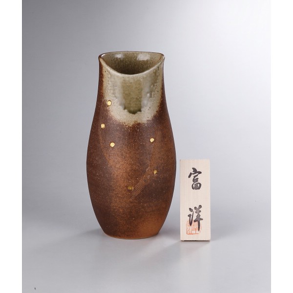信楽焼　金紋みやび花瓶 sha-232の画像