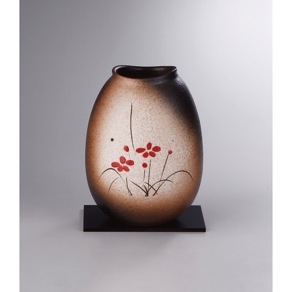 信楽焼　手描き華絵　花瓶 sha-233の画像