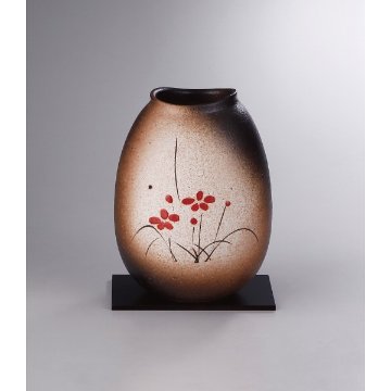 信楽焼　手描き華絵　花瓶 sha-233の画像