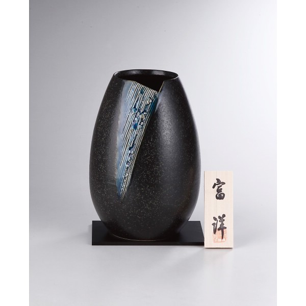 信楽焼　青藍　花瓶 sha-236の画像