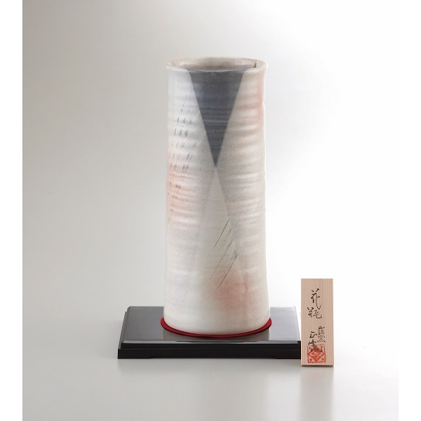 美濃焼　手描工房　１０号円筒型花瓶 YJ15‐04Sの画像