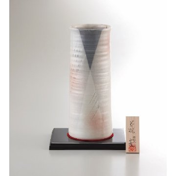 美濃焼　手描工房　１０号円筒型花瓶 YJ15‐04Sの画像