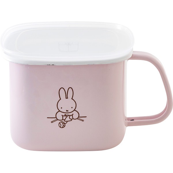 富士ホーロー　ミッフィーパステル　角型みそポット ピンク MFP-KP.Pの画像