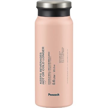ピーコック　ステンレスボトルスクリューマグタイプ（６００ｍｌ） コーラルピンク AEJ-60PCRの画像