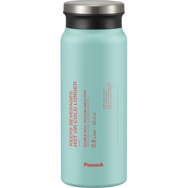ピーコック　ステンレスボトルスクリューマグタイプ（６００ｍｌ） ミントブルー AEJ-60Aの画像