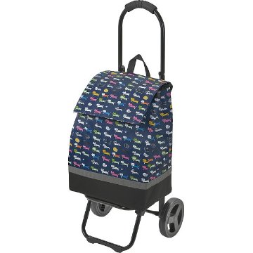 シャルミス　ネコ柄ショッピングカート ネイビーブルー 15-5038-80の画像